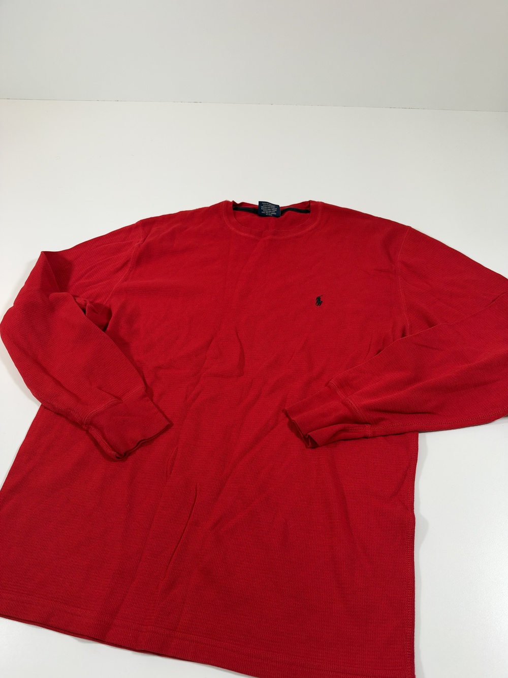 Polo Ralph Lauren Shirt Mens Large Red Waffle Long Sleeve Crewneck Sleepwear